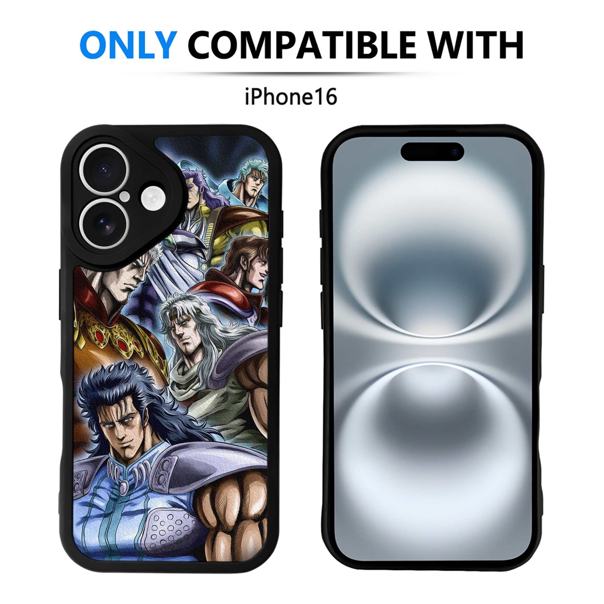 （画像用） 北斗の拳 Fist of the North Star 【iPhone 16シリーズ対応】シリコンスマホケース（レザー調） 材質：シリコン